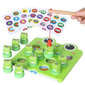 Joc montessori de memorie, asociere si pescuit broscute