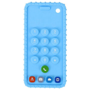Telefon de jucarie pentru dentitie, din silicon, albastru, BPA FREE