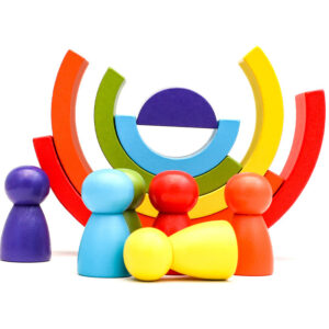 Jucarie educativa din lemn pentru copii, Montessori, Curcubeu si Cilindrii