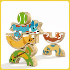 Set de construit din lemn, cu forme de catei, Montessori