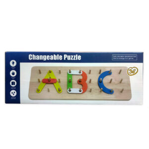 Placa Montessori Geoboard din lemn, cuvinte si cifre