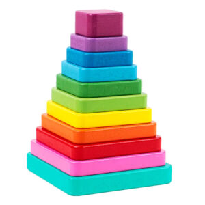 Turnulet pentru stivuit Montessori din lemn, multicolor