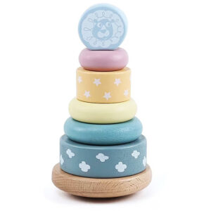 Turn de stivuire din lemn, Montessori, culori pastelate