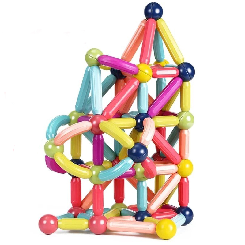 Set de joaca magnetic STEM, pentru constructii creative - 64 piese magnetice