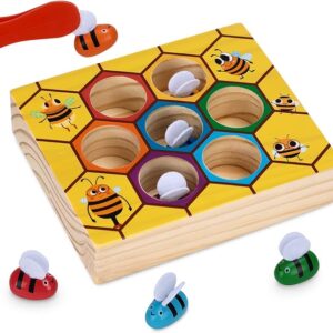 Joc Montessori de asociere si recunoastere a culorilor, Stupul cu albinute colorate