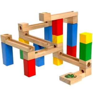 Circuit de jucarie cu bile, din lemn, Montessori, 42 piese