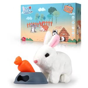 Jucarie interactiva, Iepurasul Vesel, se deplaseaza, misca capul, scoate sunete, alb, 18 m