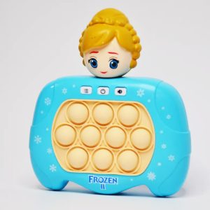 Joc interactiv Pop-It Consola, antistres, cu sunete si lumini, forma Frozen 2 Albastru