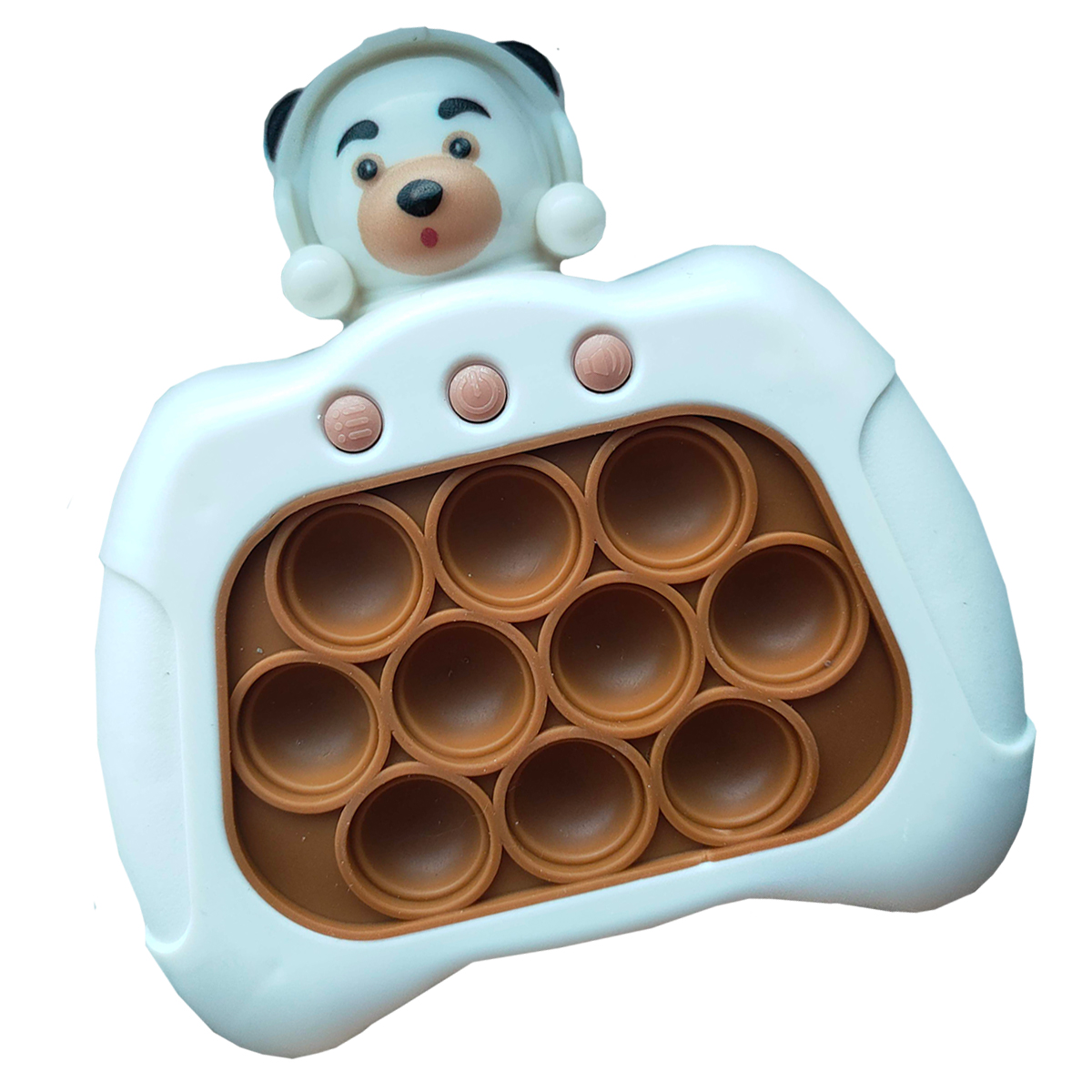 Joc interactiv Pop-It Consola, antistres, cu sunete si lumini, forma Ursulet cu casti - imagine 3