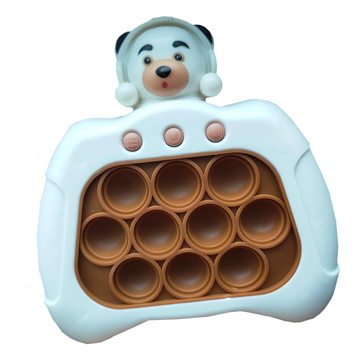 Joc interactiv Pop-It Consola, antistres, cu sunete si lumini, forma Ursulet cu casti - imagine 2