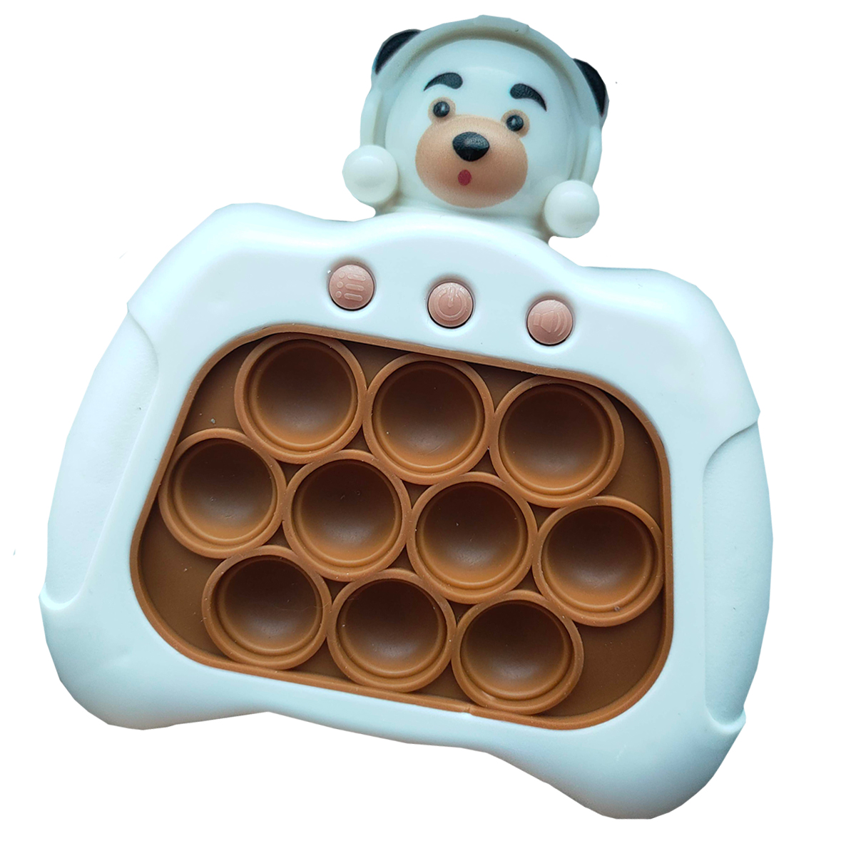 Joc interactiv Pop-It Consola, antistres, cu sunete si lumini, forma Ursulet cu casti - imagine 4