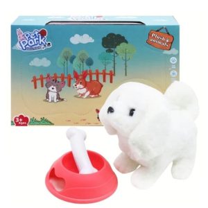 Jucarie interactiva, Catelul Vesel, se deplaseaza, misca capul, scoate sunete, alb, 18 m