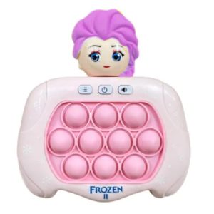 Joc interactiv Pop-It Consola, antistres, cu sunete si lumini, forma Frozen 2, roz