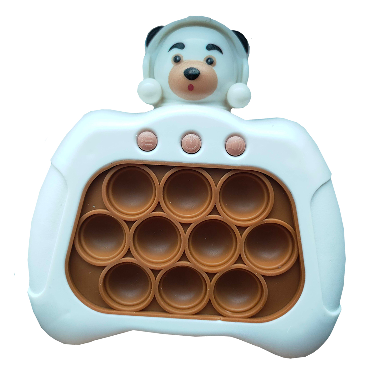 Joc interactiv Pop-It Consola, antistres, cu sunete si lumini, forma Ursulet cu casti - imagine 5