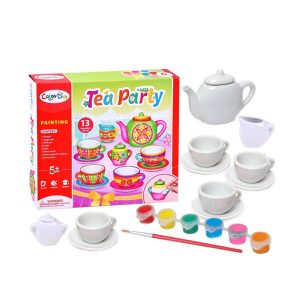 Set de ceai din ceramica pentru pictat, din ceramica cu 9 piese