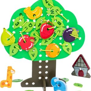 Jucarie de Lemn, Copacul de Snuruit, Scufita rosie frunze si fructe