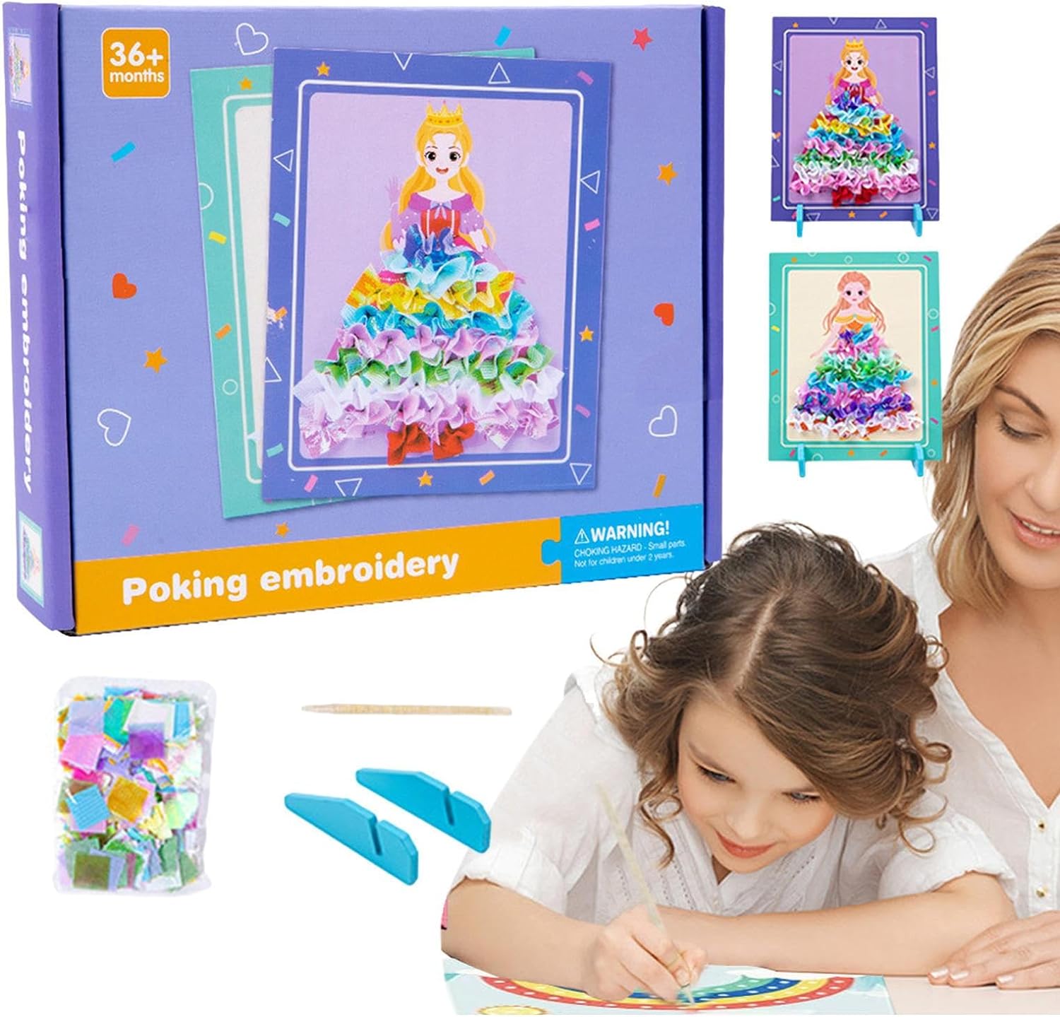Joc Creativ si educativ pentru copii, Broderie pe Fusta Printesei, Mov - imagine 5