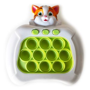 Joc interactiv Pop-It Consola, antistres, cu sunete si lumini, forma Pisicuta