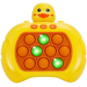 Joc interactiv Pop-It Consola, antistres, cu sunete si lumini, Galben