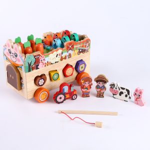 Masinuta de jucarie multifunctionala 3 in 1, din lemn, Montessori