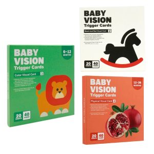 Set 3 carti pentru stimularea vizuala a bebelusului color, 3-36 luni