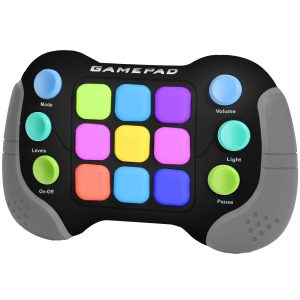 Jucarie Pop It Electronica/Consola, 999 de Nivele Diferite, Lumini RGB, Muzica, Antistres, Senzoriala, Ajuta Memoria si Indemanarea, Negru/Gri