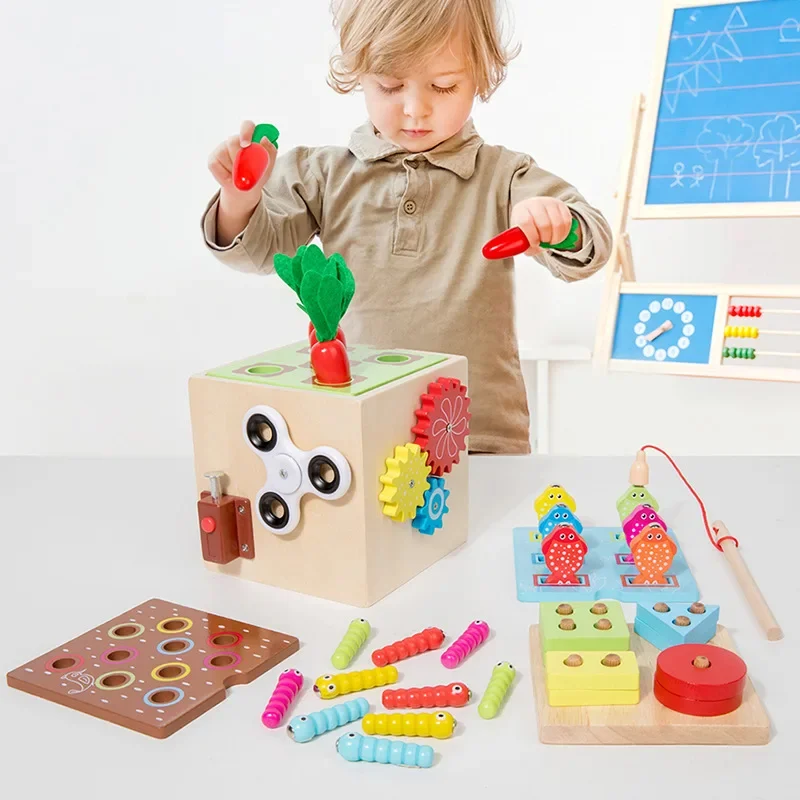 Cub Educativ Din Lemn, Centru Activitati Montessori, 9 in 1 - imagine 3