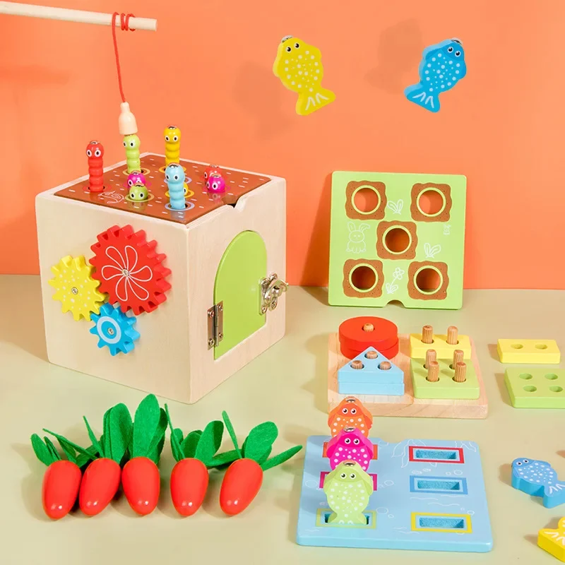 Cub Educativ Din Lemn, Centru Activitati Montessori, 9 in 1 - imagine 5