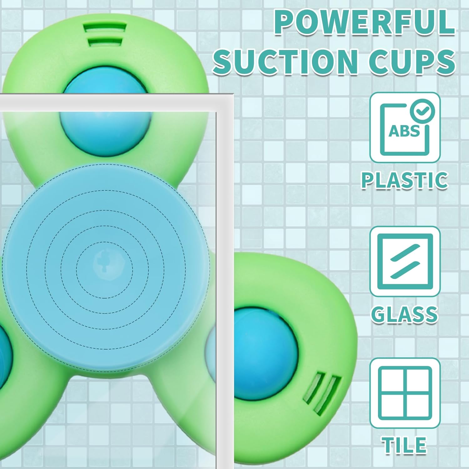 Set 3 jucarii spiner interactive cu ventuze, pentru baie si coordonare mana-ochi, 6 luni+ - imagine 5