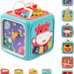 Jucarie interactiva, Cub educativ 6 in 1 cu sunete si lumini, 18 m+, 13 x 13 x 16 cm