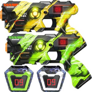 Pistol de jucarie Laser Tag, efecte luminoase si sunete, Galben, 8 ani+