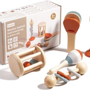 Set Instrumente Muzicale din Lemn Kingbar 5 piese - Pentru Dezvoltare Armonioasa