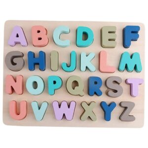 Puzzle alfabet din lemn colorat pentru copii mici, Montessori, invata literele si culorile