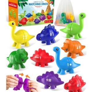 Set educational interactiv cu dinozauri colorati pentru invatarea numerelor si potrivire, varsta 3 ani+