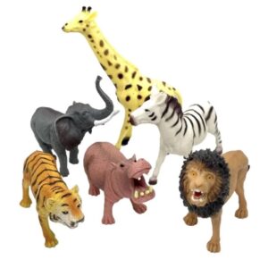Set complet de 6 animale salbatice de jungla si savana din plastic rezistent pentru copii