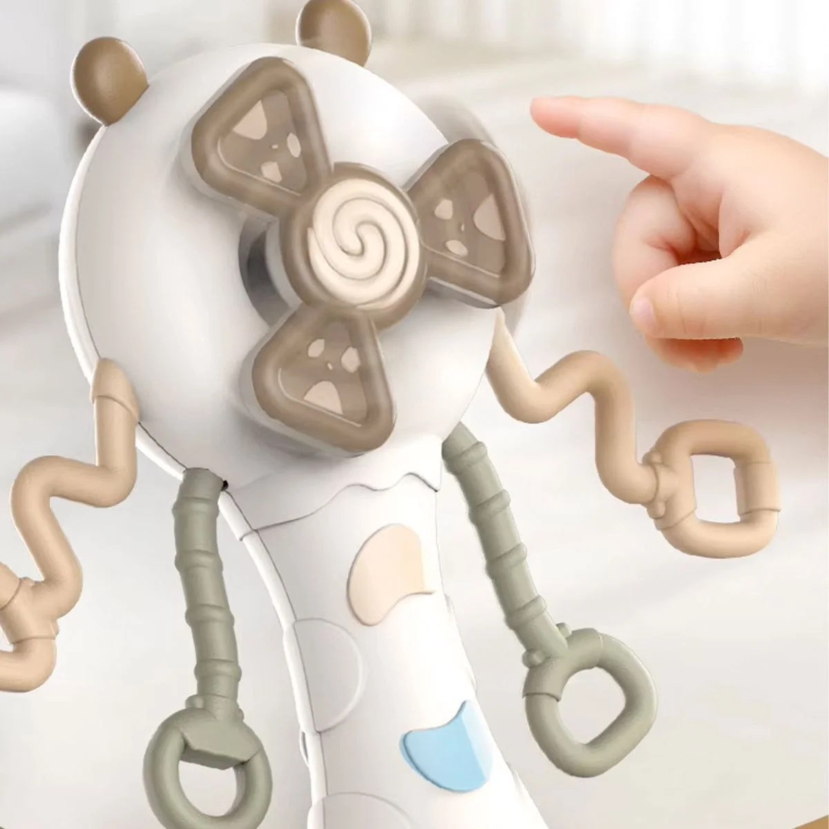 Zornaitoare si inel gingival pentru bebelusi 0-12 luni cu design ursulet gogoasa si multiple texturi - imagine 2