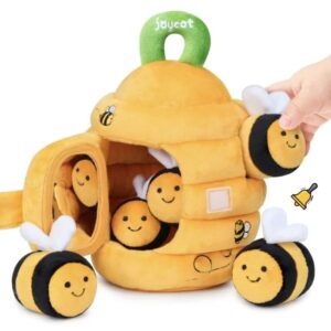 Set de joaca senzorial joycat din plus moale cu stup si albinute interactive pentru bebelusi