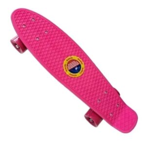 Skateboard cruiser compact roz vibrant pentru tineri si adulti aventurosi