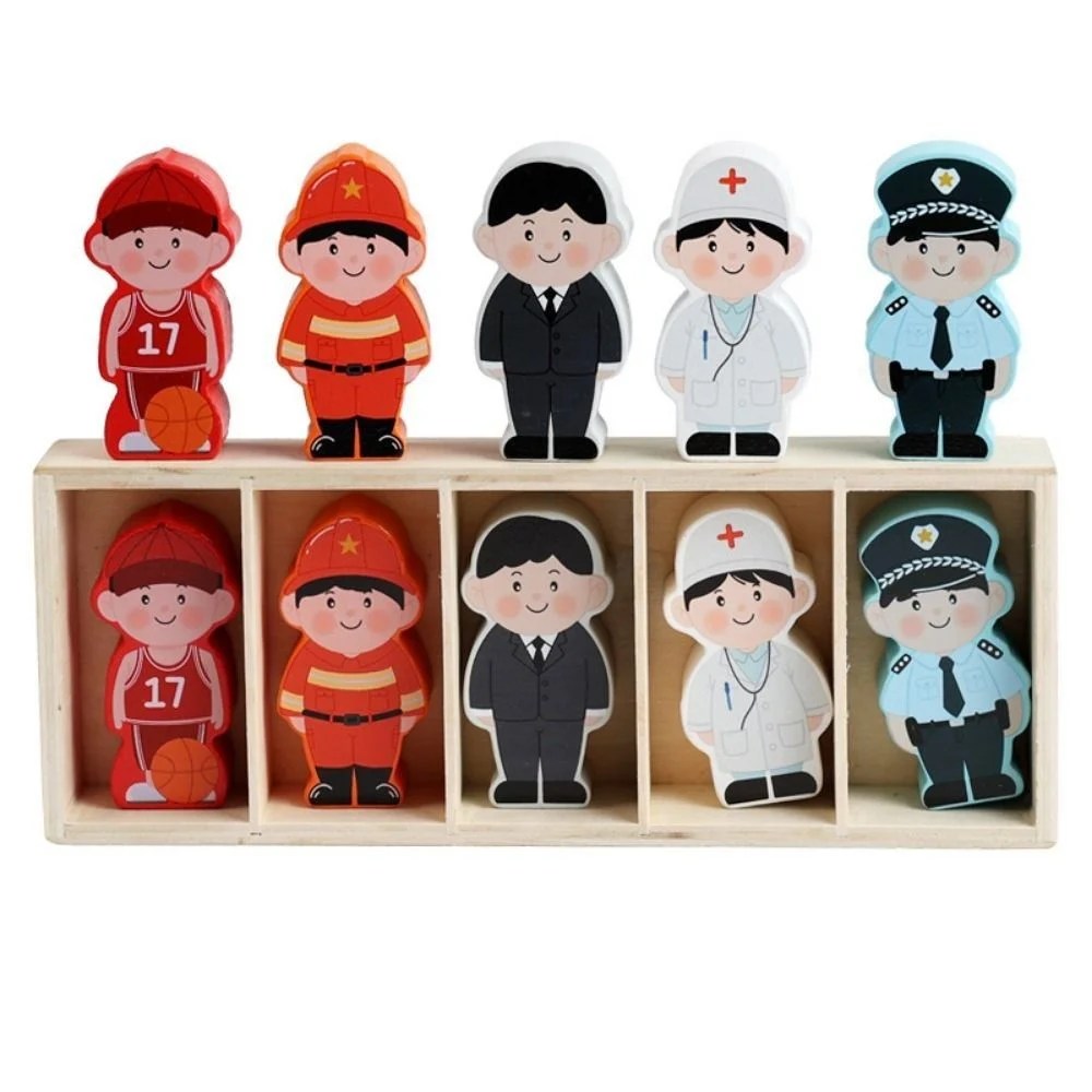 Set educativ din lemn cu figurine meserii si potrivire pentru copii 2-5 ani - imagine 3