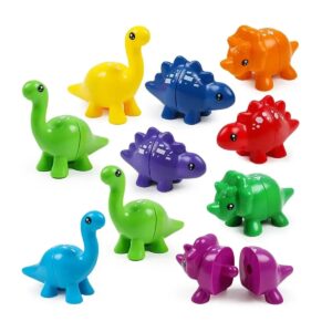 Set 8 jucarii educative dinozauri colorati din plastic, interactive, pentru copii peste 2 ani