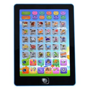 Tableta educationala interactiva galbena pentru invatarea alfabetului, numerelor si matematicii pentru copii prescolari