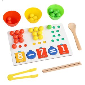 Set educativ montessori din lemn pentru invatarea numerelor si a operatiilor de baza