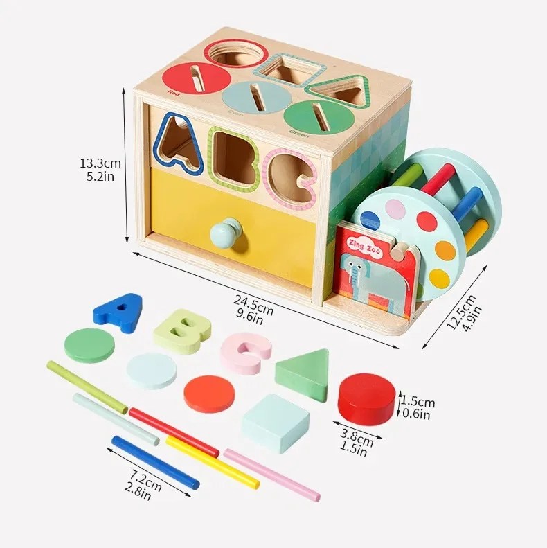 Cutie de activitati din lemn multifunctionala pentru invatare interactiva copii 2-5 ani - imagine 2