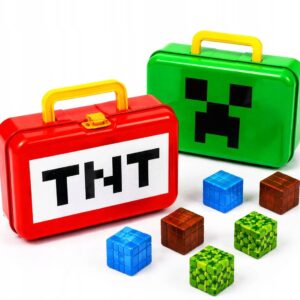 Cutie portabila minecraft tnt sau creeper cu cuburi mici de colectie