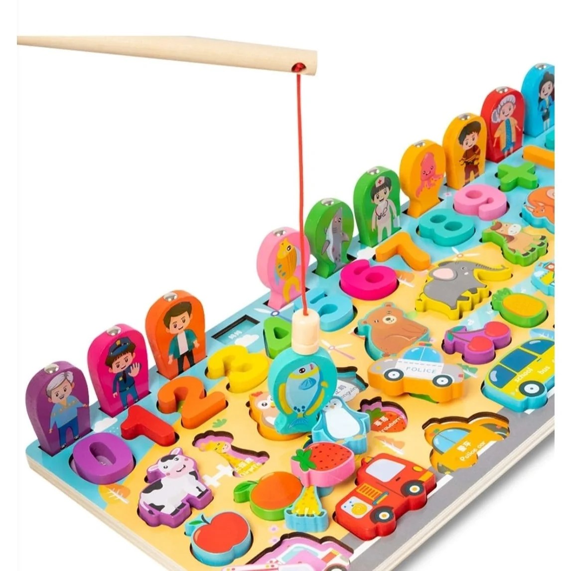 Set educativ din lemn montessori cu numere, forme, animale si vehicule pentru copii - imagine 4