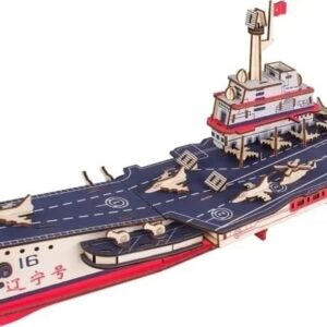 Set de constructie 3D din lemn portavion Liaoning puzzle educativ 124 piese 8 ani+