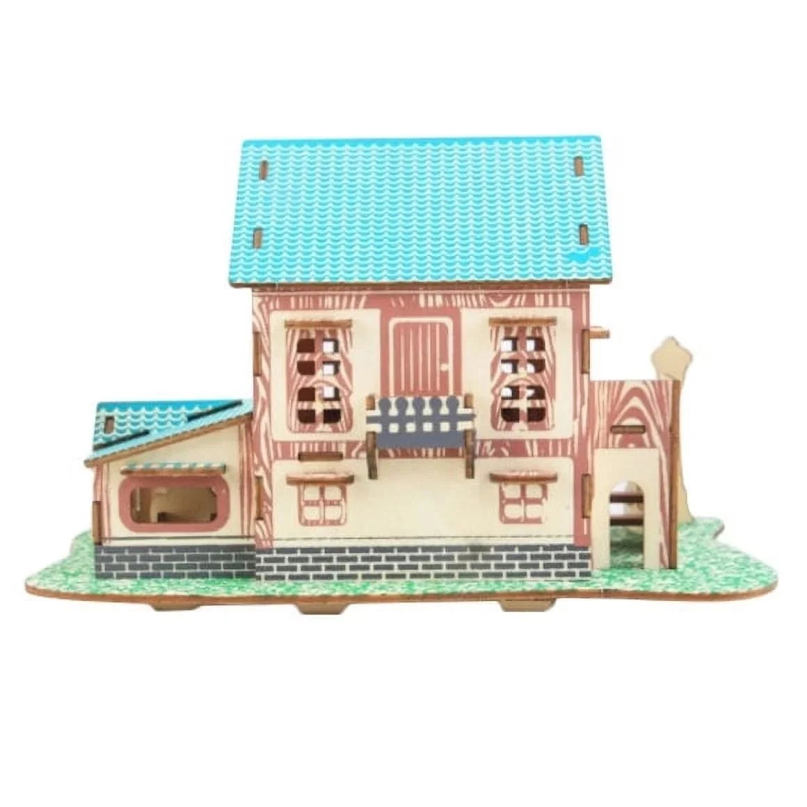 Puzzle 3d casa de vis din lemn model european cu accesorii gradina pentru copii - imagine 3